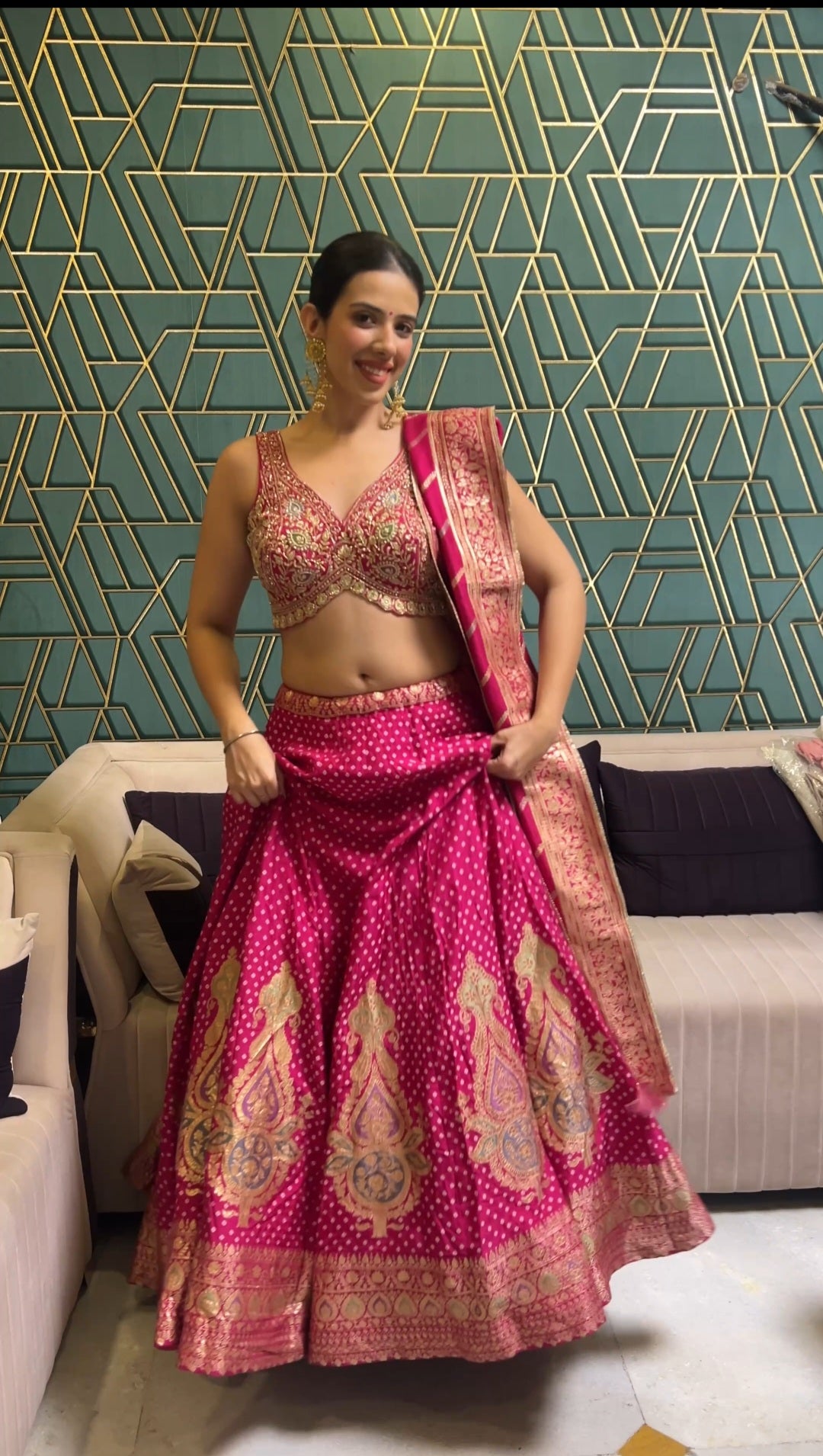 Rani Pink Handcrafted Banarasi Lehenga (8256 M-41) Main image