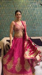 Rani Pink Handcrafted Banarasi Lehenga (8256 M-41)