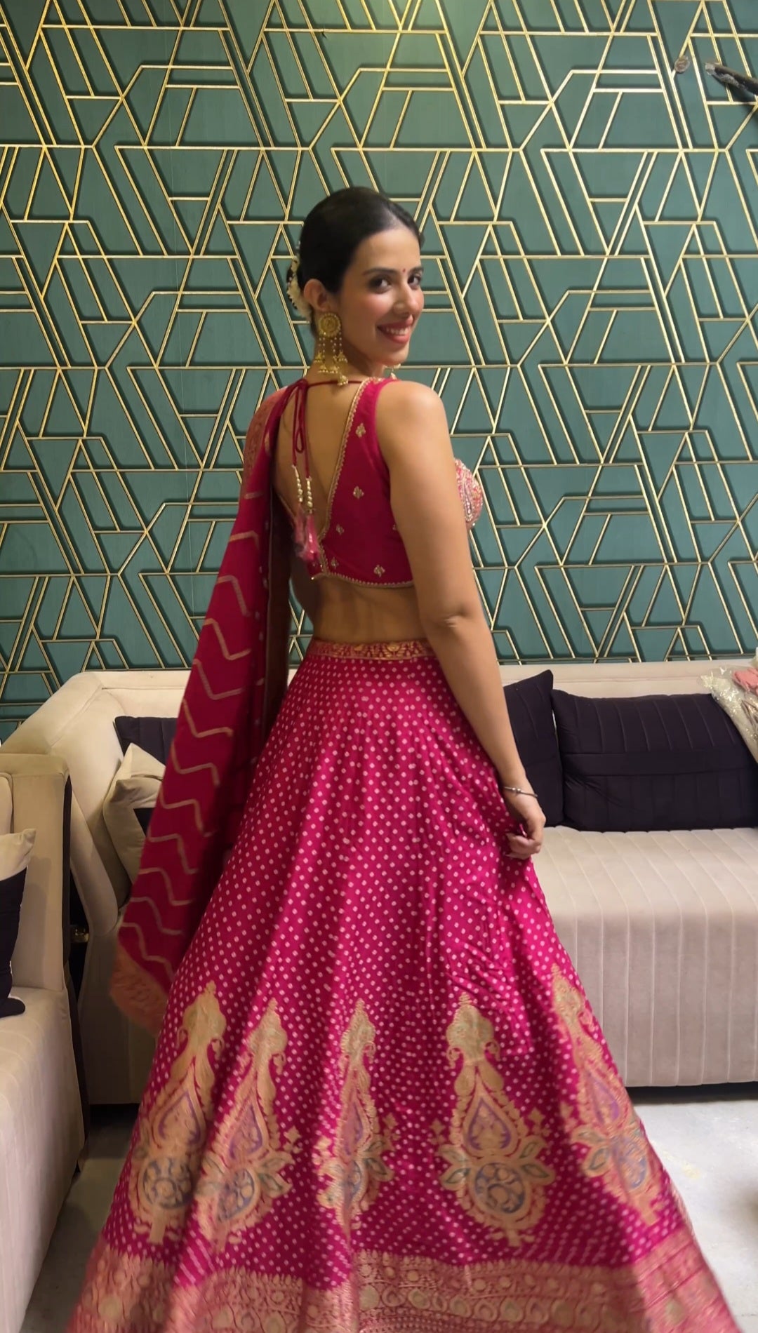 Rani Pink Handcrafted Banarasi Lehenga (8256 M-41)