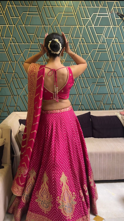 Rani Pink Handcrafted Banarasi Lehenga (8256 M-41)