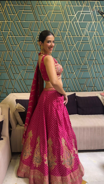 Rani Pink Handcrafted Banarasi Lehenga (8256 M-41)