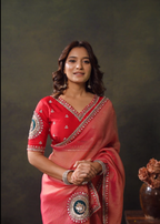 Red fashion in Satin silk Saree