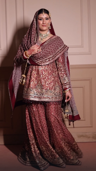 Royal Maroon Bridal Sharara Set Main image