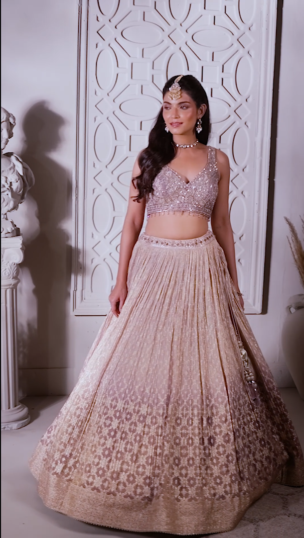 Glimmering Rose Ombré Lehenga
