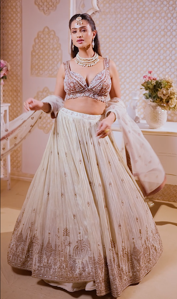 Mauve Cream Fusion Lehenga Main image