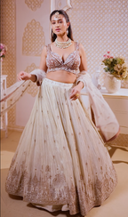 Mauve Cream Fusion Lehenga