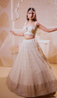 Cream Pearl Lehenga with Bralette Blouse & & Sheer Dupatta