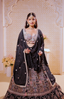Buy Dark Charcoal Embroidered Lehenga Set with Silver Work & Sheer Dupatta