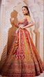Buy Ombre Yellow to Red Lehenga with Embroidered Blouse for women