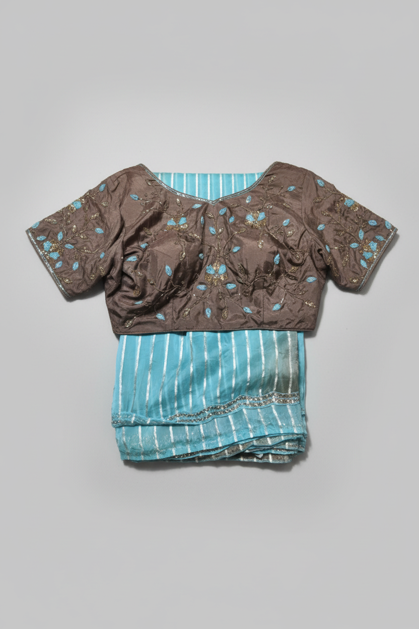 Sage & Sapphire Radiance Saree