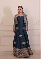 Silk Anarkali Gown with Embroidered Jacket