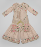 Elegant Mauve Kurti Palazzo Set with Multicolor Thread Work for women