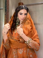 Golden Amber: Embroidered Anarkali Sharara Set