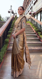 Kanjeevaram-style Golden Saree
