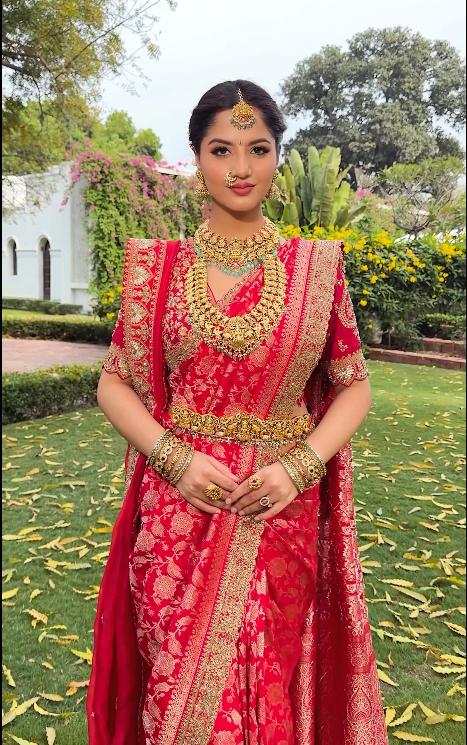 Imperial Crimson: Banarasi Silk Saree