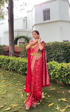 Imperial Crimson: Banarasi Silk Saree