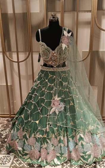 Ivory Pink Mirror-Work Lehenga (2637 M-87) Secondary image