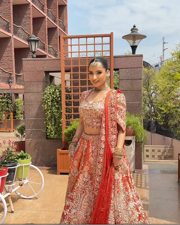 Luxury Royal in Rust Zari work Lehenga Main image