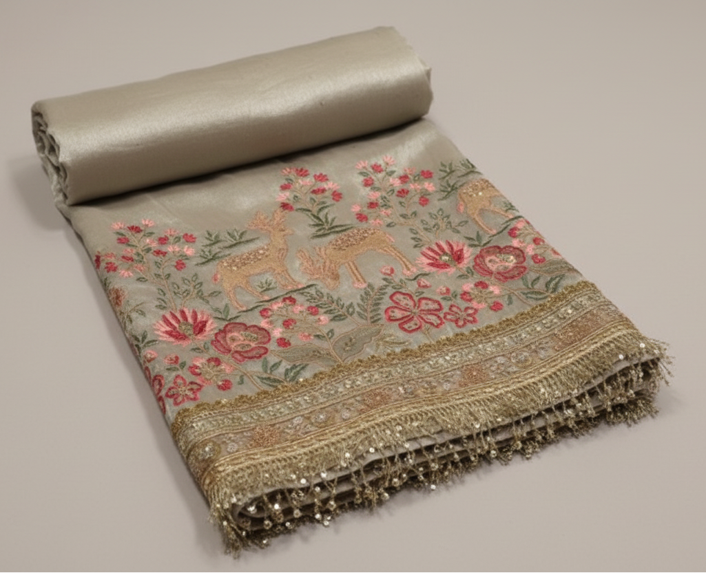 Hand-Embellished Scalloped Saree