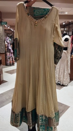 Peach Tissue Silk Anarkali with Paithani-Style Accent