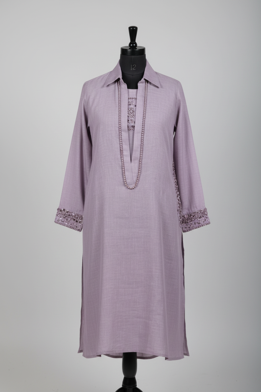 Lavender Embellished Tunic Set Secondary image