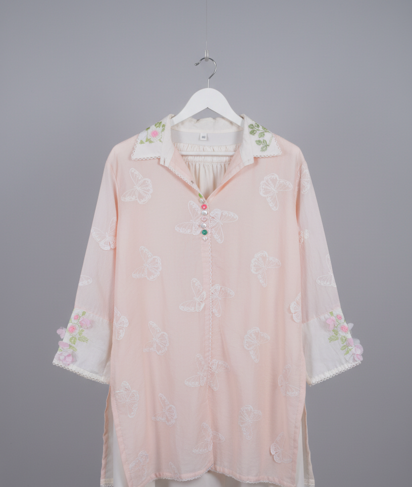 Blush Butterfly Embroidered Co-ord Set