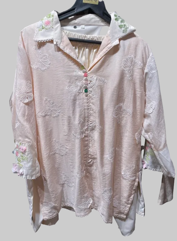 Blush Butterfly Embroidered Co-ord Set
