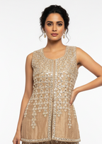Ocean Turquoise Crinkle Silk Sharara Set
