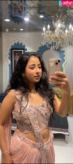 Rose Blush Embellished Drape Saree Set