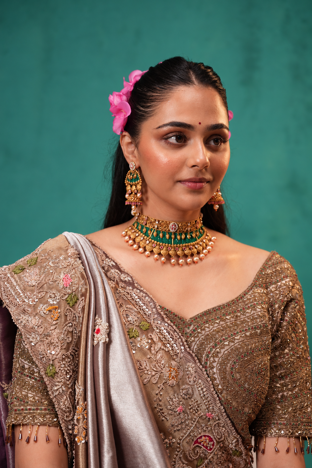 Golden Silk Saree with Heavy Embroidered Border