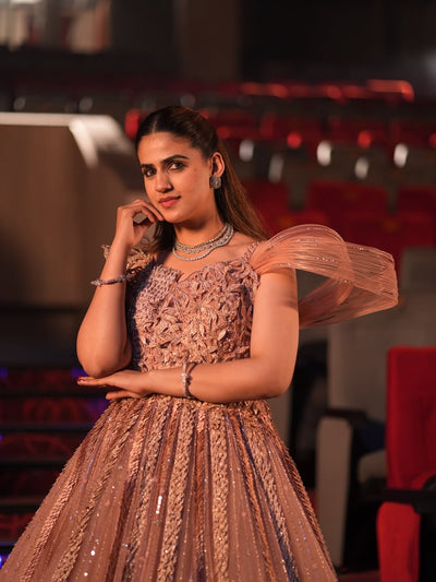 Rose Gold Tulle Ball Gown (1428 D-40)