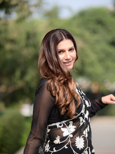 Monochromatic Moonlight Saree (001-5453 B-51)