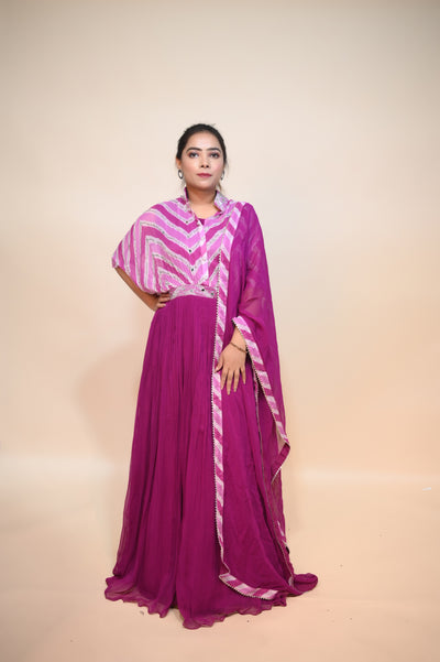 full front look of pink georgette dress