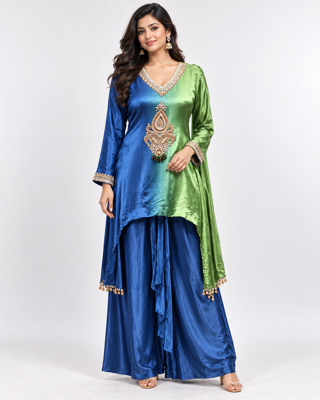 Royal Blue Embellished Designer Dhoti Set Main image