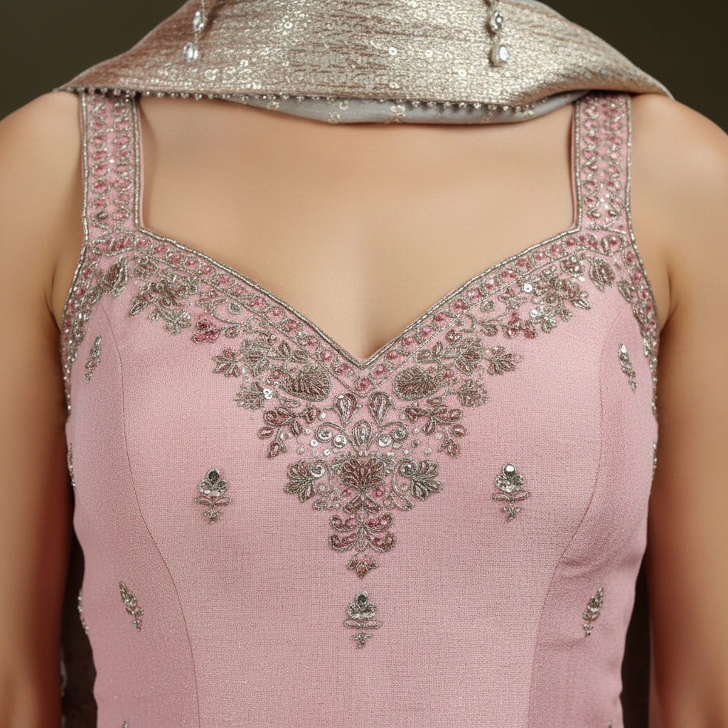 Rosy Radiance: Kurta & Sharara Set