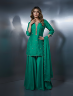 Silk Scalloped Kurta & Sharara Set