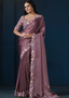 Ornate Floral Embroidered Silk Saree