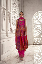 Fiery Multi-Tone Anarkali with Concentrated Geometric Print and Embroidery (VARSHA M-24)