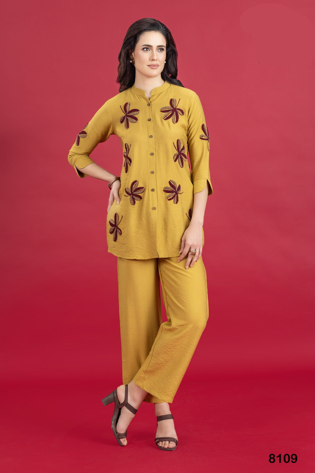 Ochre Blossom Co-ord Set (8109 M-18)