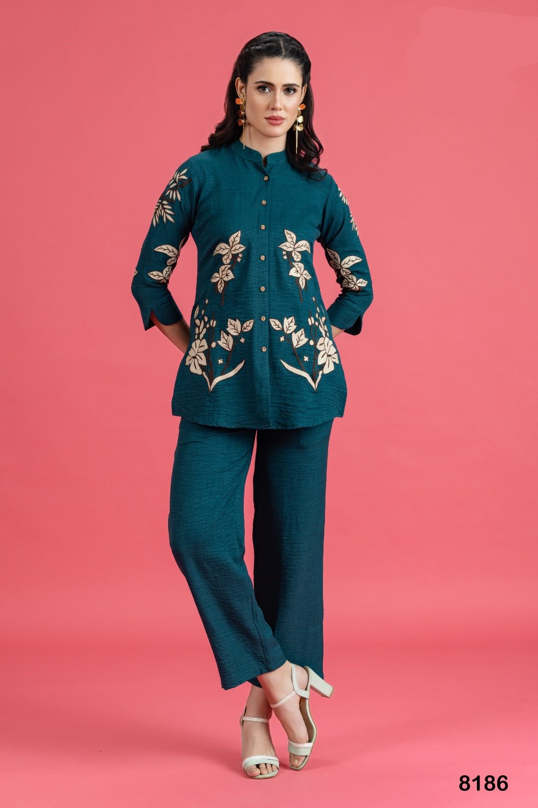 Teal Bloom Co-ord Set (8186 M-18)