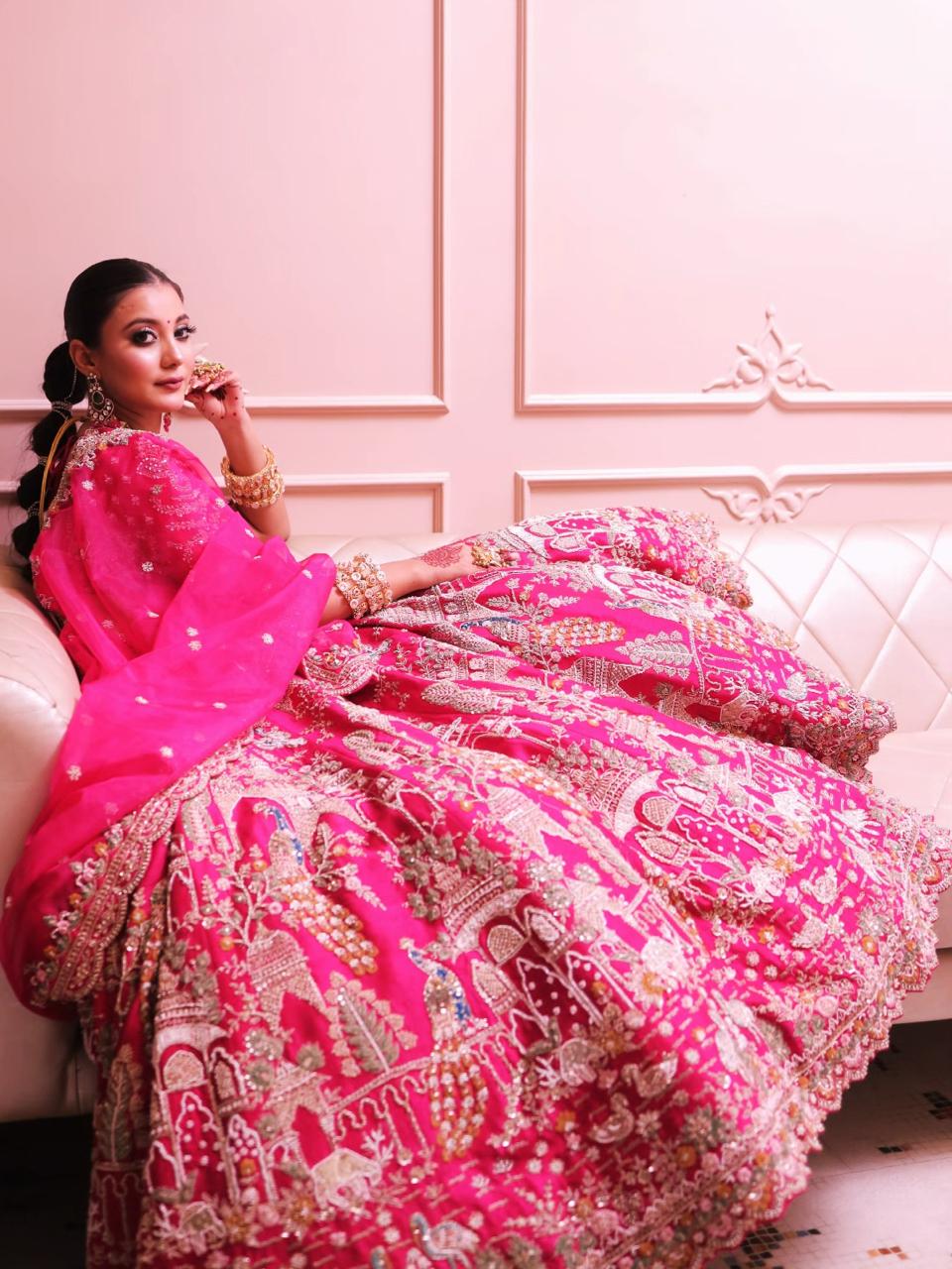 Fuchsia Garden Bridal Pink Lehenga (3177 B-160)
