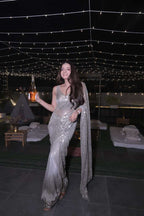 Starlight Glacier Sequin Saree( 847-A D-1)