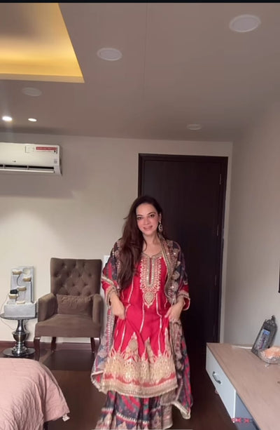 Royal Crimson Sharara Suit (14163 D-145)