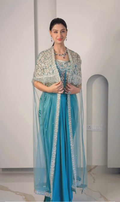 Aquamarine Cascade Drape Set (J9052 D-16)