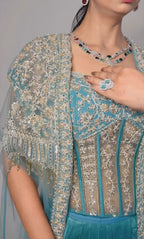 Aquamarine Cascade Drape Set (J9052 D-16)