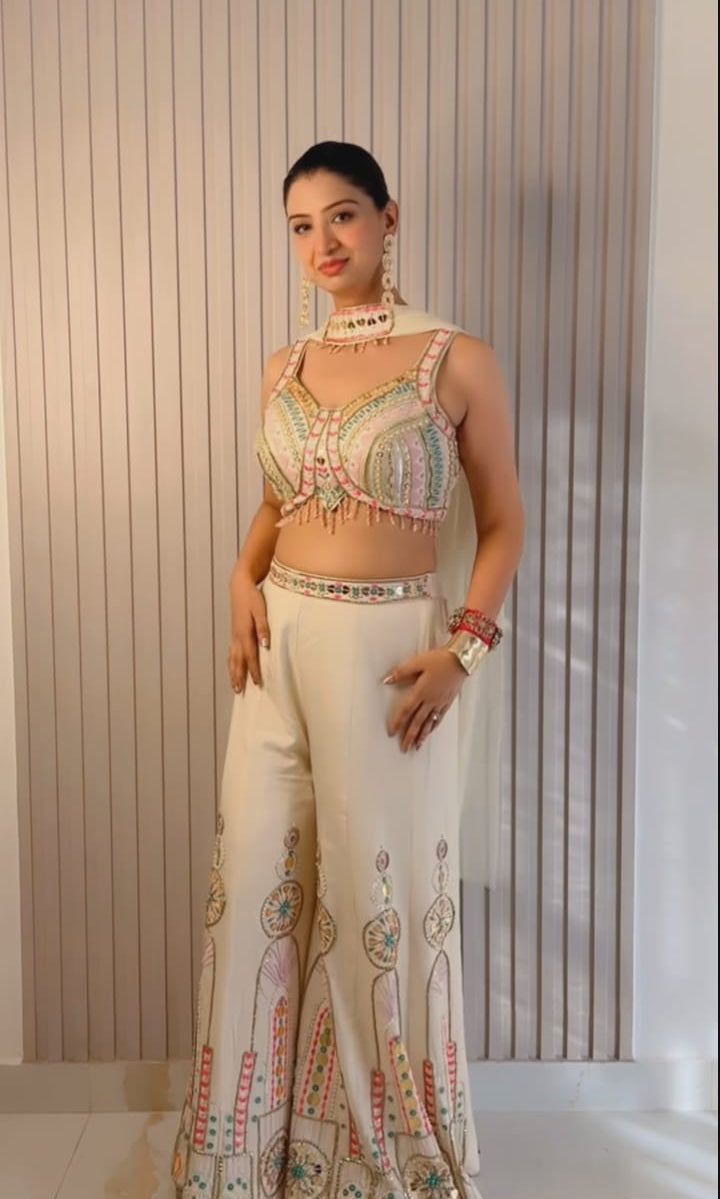 Pastel Canvas Palazzo Set (4945 M-35)