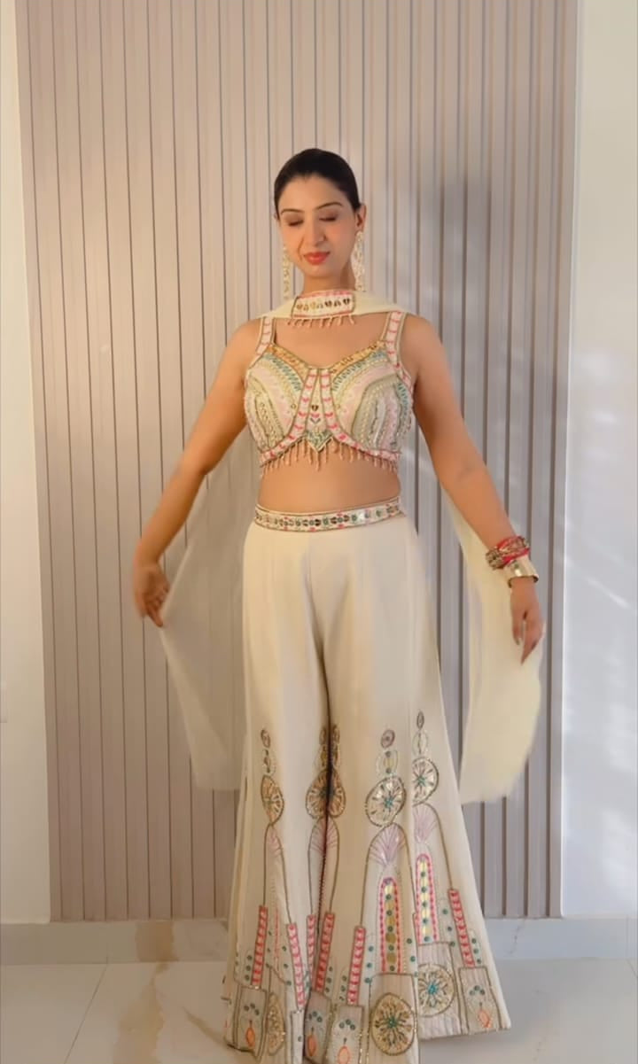 Pastel Canvas Palazzo Set (4945 M-35)