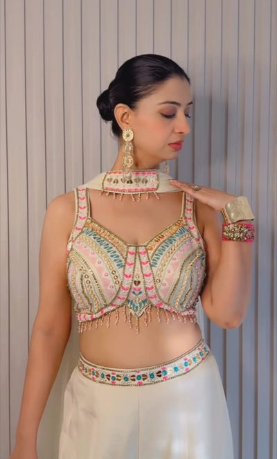 Pastel Canvas Palazzo Set (4945 M-35)