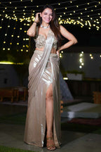 Liquid Gold Pre-Draped Saree ( 1813 M-35)