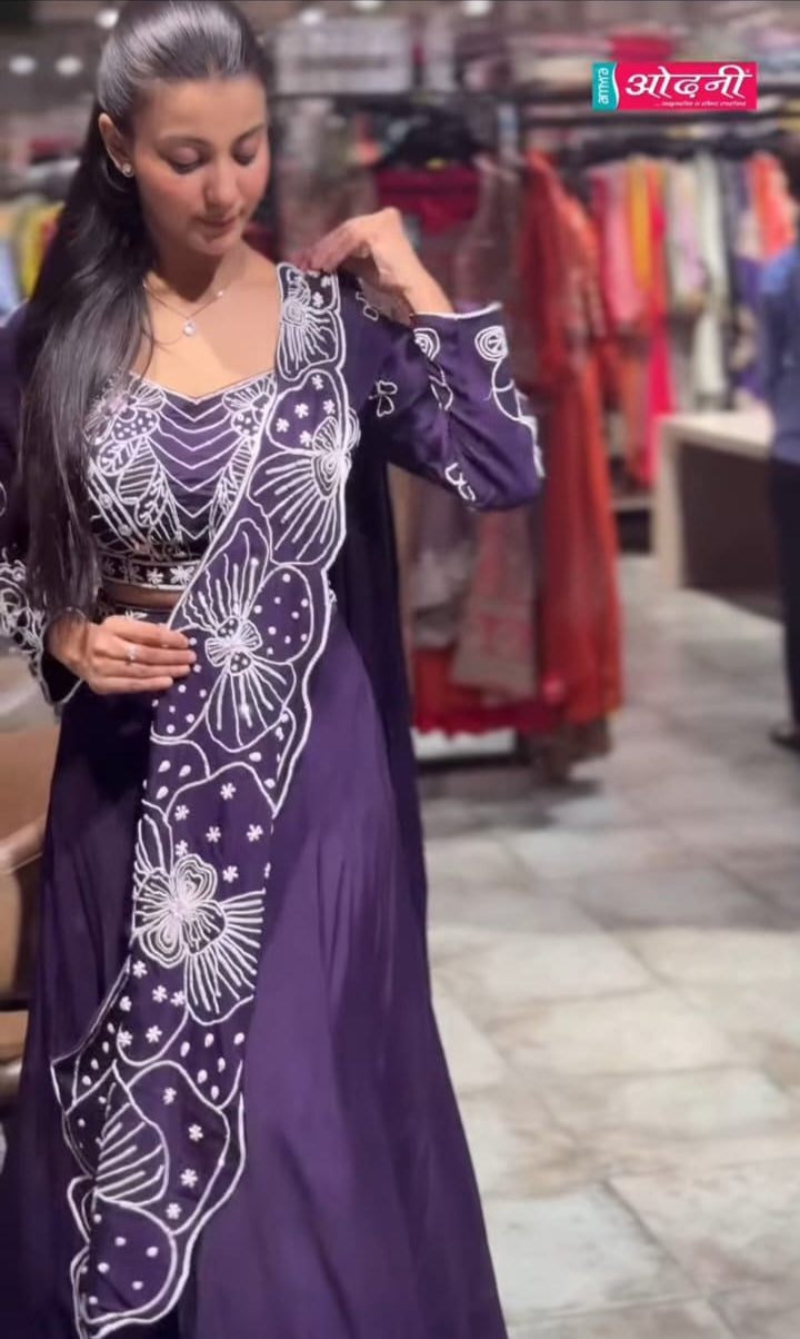 Violet Bloom Lehenga with Attached Drape (1313A B-87)